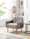 Coolmore Modern Accent Chair With Arms, Tufted Decorative Fabric Armchair With Gold Metal Legs, Upholstered Reading Chair For Living Room Bedroom Office Grey Teddy Grey Teddy Foam Metal