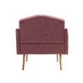Coolmore Modern Accent Chair With Arms, Tufted Decorative Fabric Armchair With Gold Metal Legs, Upholstered Reading Chair For Living Room Bedroom Office Brush Pink Teddy Brush Pink Teddy Foam Metal