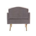Coolmore Modern Accent Chair With Arms, Tufted Decorative Fabric Armchair With Gold Metal Legs, Upholstered Reading Chair For Living Room Bedroom Office Grey Teddy Grey Teddy Foam Metal