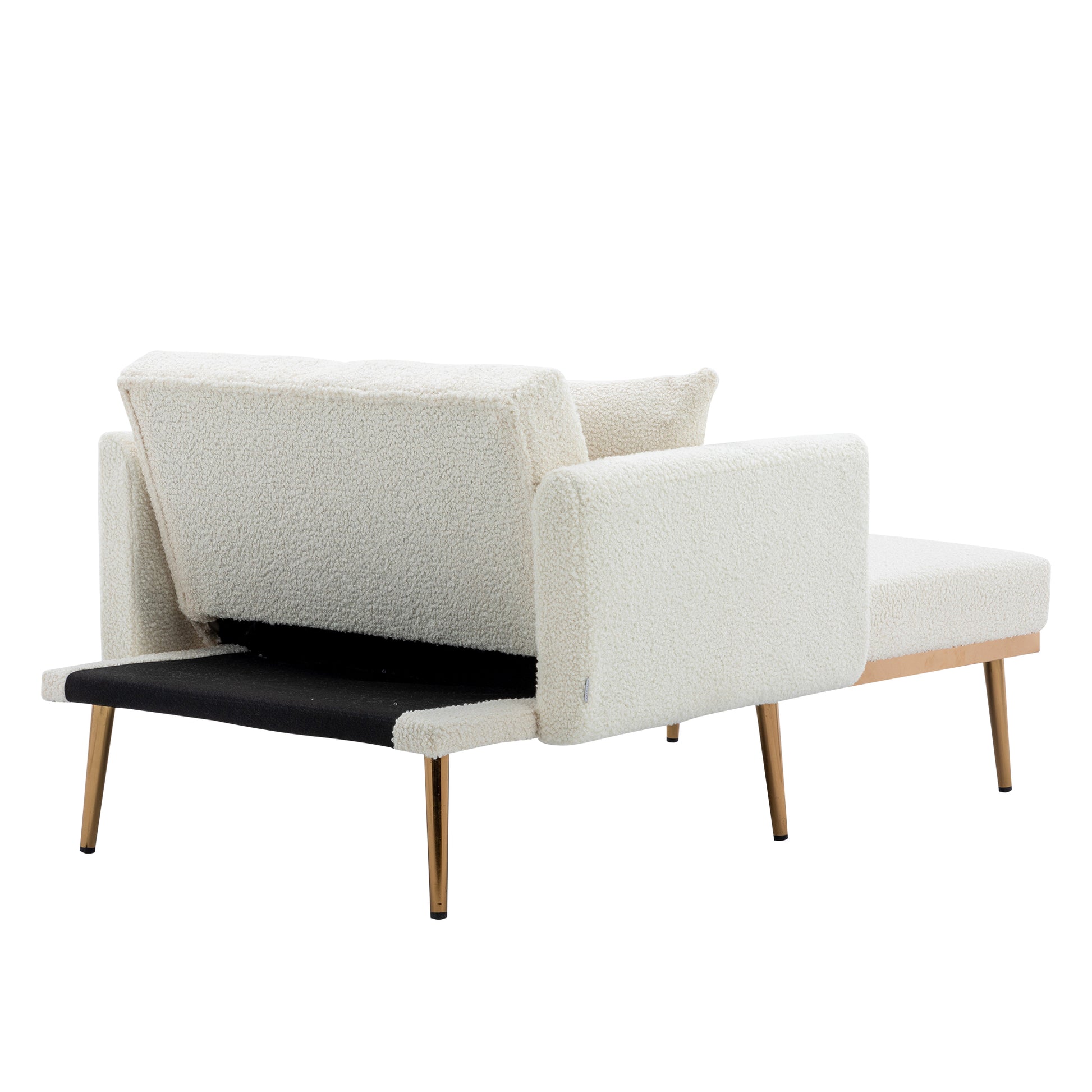 Coolmore Fashionable And Classic Style Chaise Lounge Chair Accent Chair For Living Room, Bedroom Teddy White White Teddy Foam Teddy