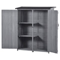 Outdoor 5.3Ft Hx4.6Ft L Wood Storage Shed Tool Organizer,Garden Shed, Storage Cabinet With Waterproof Asphalt Roof, Double Lockable Doors, 3 Tier Shelves For Backyard, Gray Gray Water Resistant Frame Garden & Outdoor Casual Wood Solid Wood