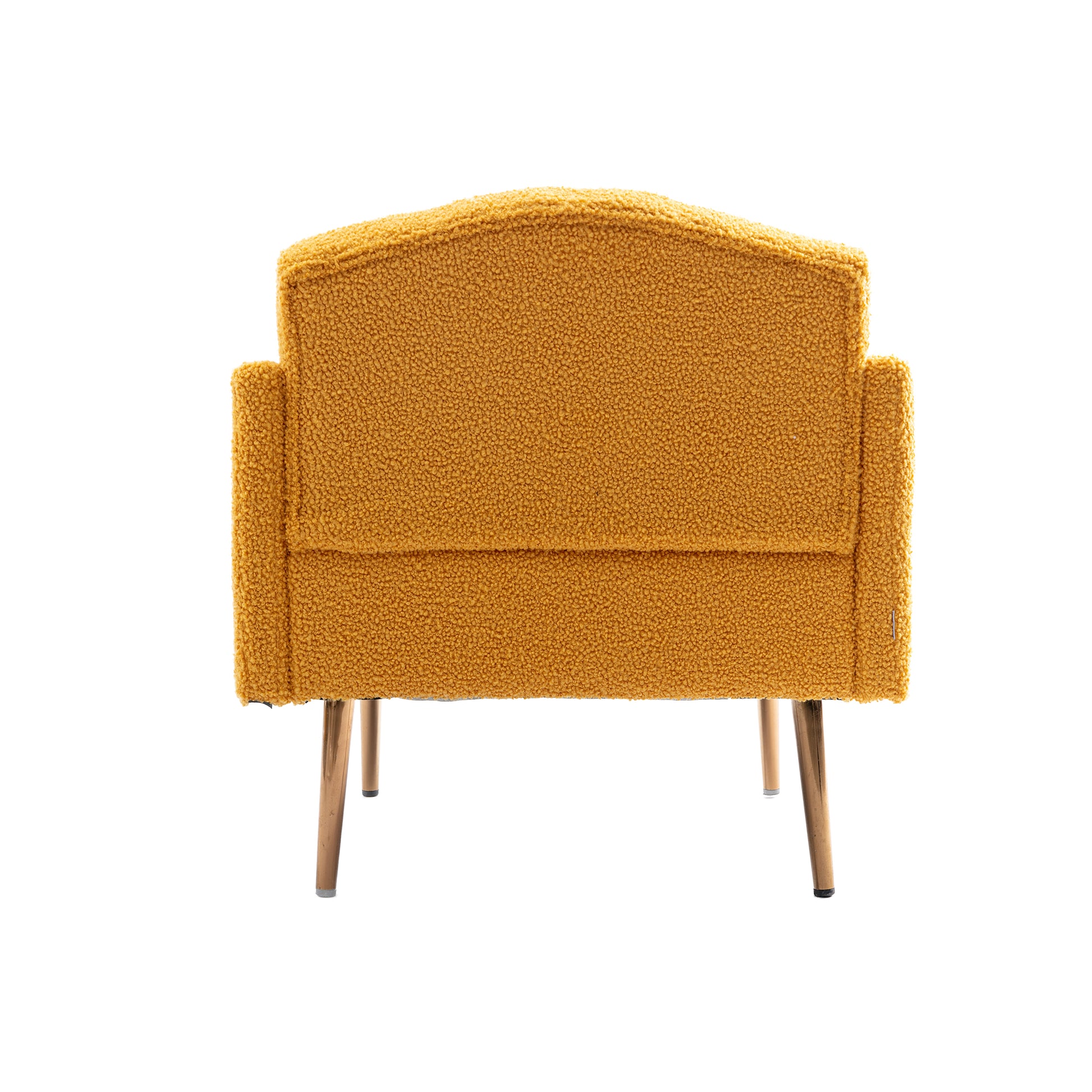 Coolmore Modern Accent Chair With Arms, Tufted Decorative Fabric Armchair With Gold Metal Legs, Upholstered Reading Chair For Living Room Bedroom Office Mustard Teddy Mustard Teddy Foam Metal
