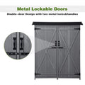 Outdoor 5.3Ft Hx4.6Ft L Wood Storage Shed Tool Organizer,Garden Shed, Storage Cabinet With Waterproof Asphalt Roof, Double Lockable Doors, 3 Tier Shelves For Backyard, Gray Gray Water Resistant Frame Garden & Outdoor Casual Wood Solid Wood