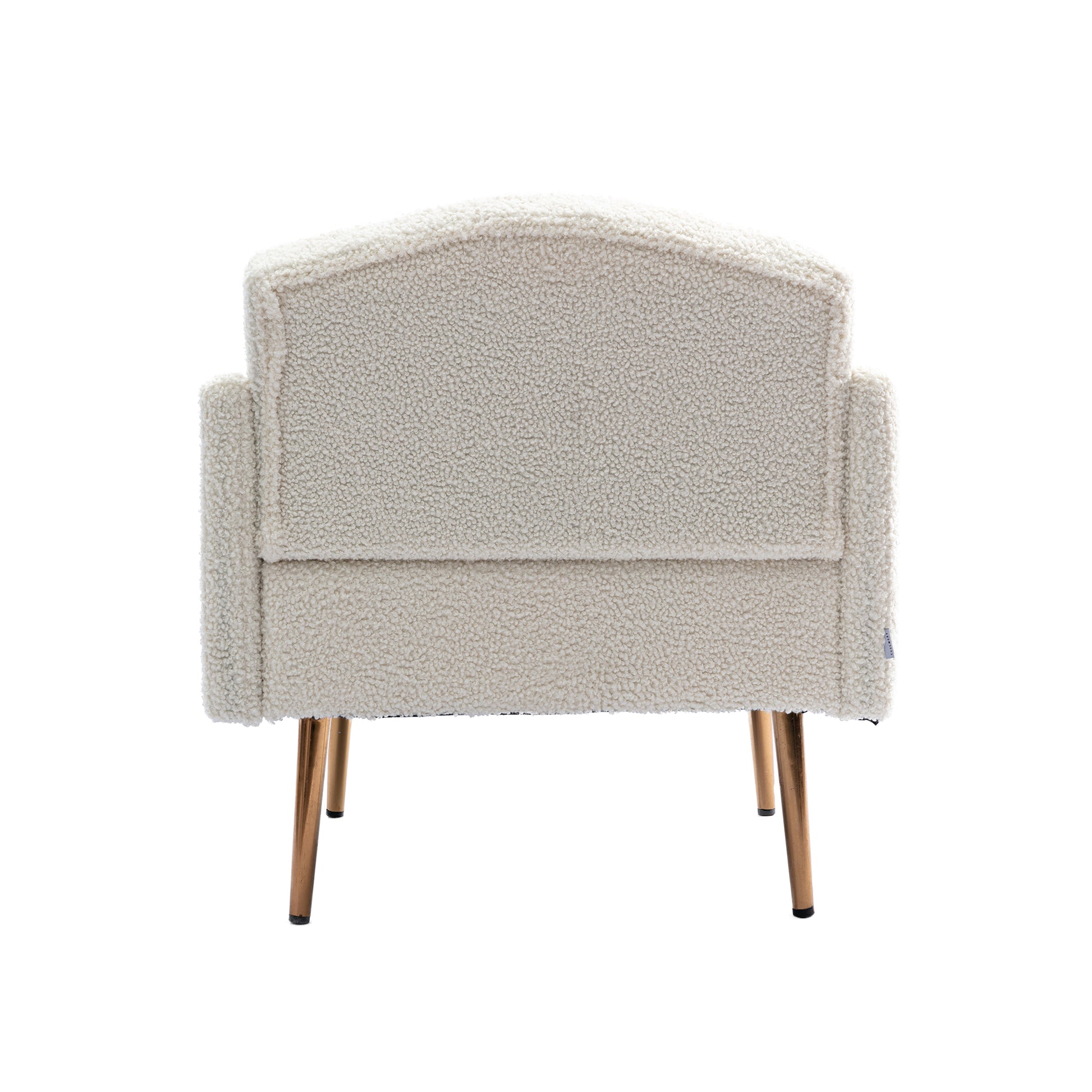 Coolmore Modern Accent Chair With Arms, Tufted Decorative Fabric Armchair With Gold Metal Legs, Upholstered Reading Chair For Living Room Bedroom Office White Teddy White Teddy Foam Metal