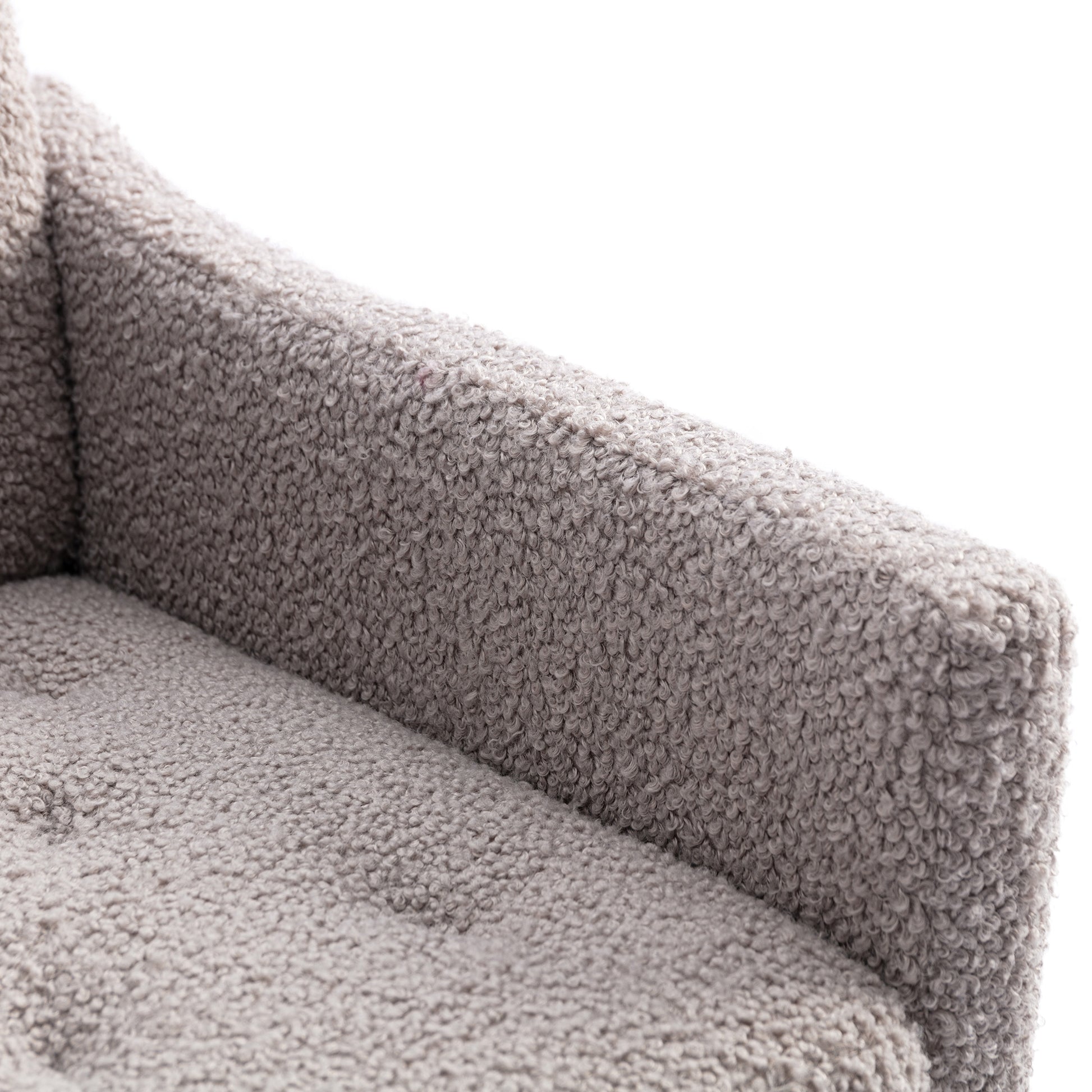 Coolmore Modern Accent Chair With Arms, Tufted Decorative Fabric Armchair With Gold Metal Legs, Upholstered Reading Chair For Living Room Bedroom Office Grey Teddy Grey Teddy Foam Metal