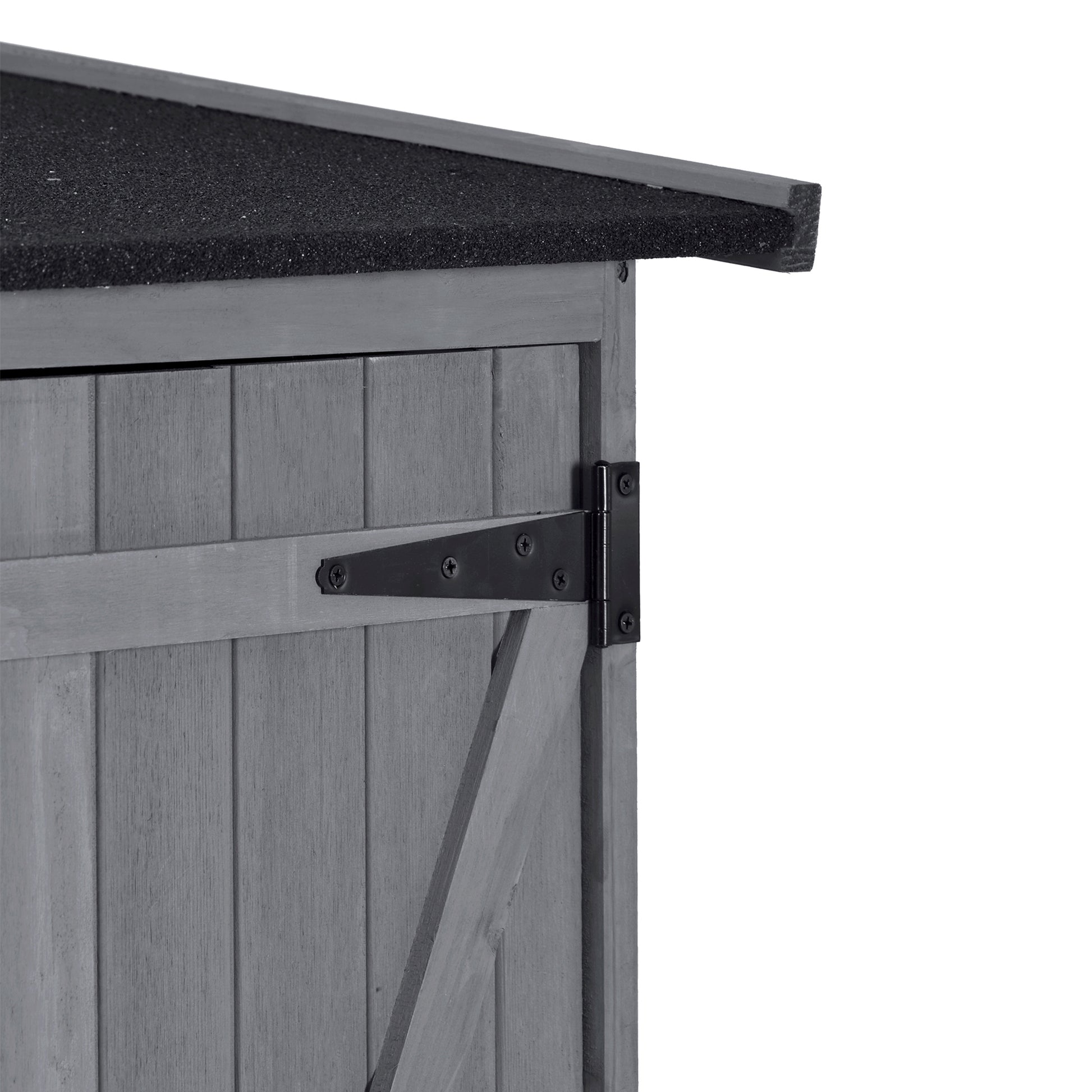 Outdoor 5.3Ft Hx4.6Ft L Wood Storage Shed Tool Organizer,Garden Shed, Storage Cabinet With Waterproof Asphalt Roof, Double Lockable Doors, 3 Tier Shelves For Backyard, Gray Gray Water Resistant Frame Garden & Outdoor Casual Wood Solid Wood