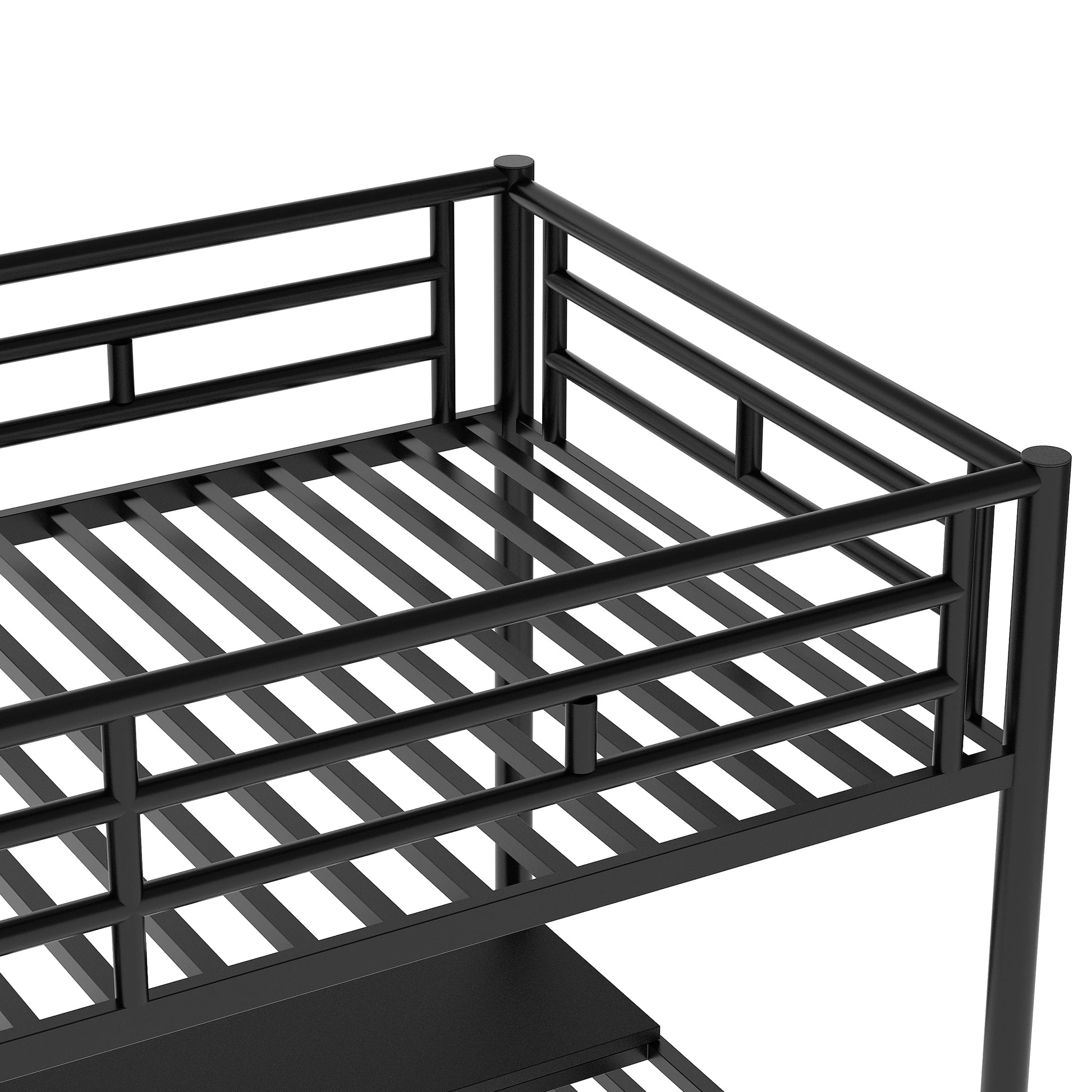Metal Loft Bed Frame With Desk, No Box Spring Needed,Twin ,Black Twin Black Metal