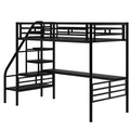 Metal Loft Bed Frame With Desk, No Box Spring Needed,Twin ,Black Twin Black Metal