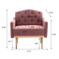 Coolmore Modern Accent Chair With Arms, Tufted Decorative Fabric Armchair With Gold Metal Legs, Upholstered Reading Chair For Living Room Bedroom Office Brush Pink Teddy Brush Pink Teddy Foam Metal