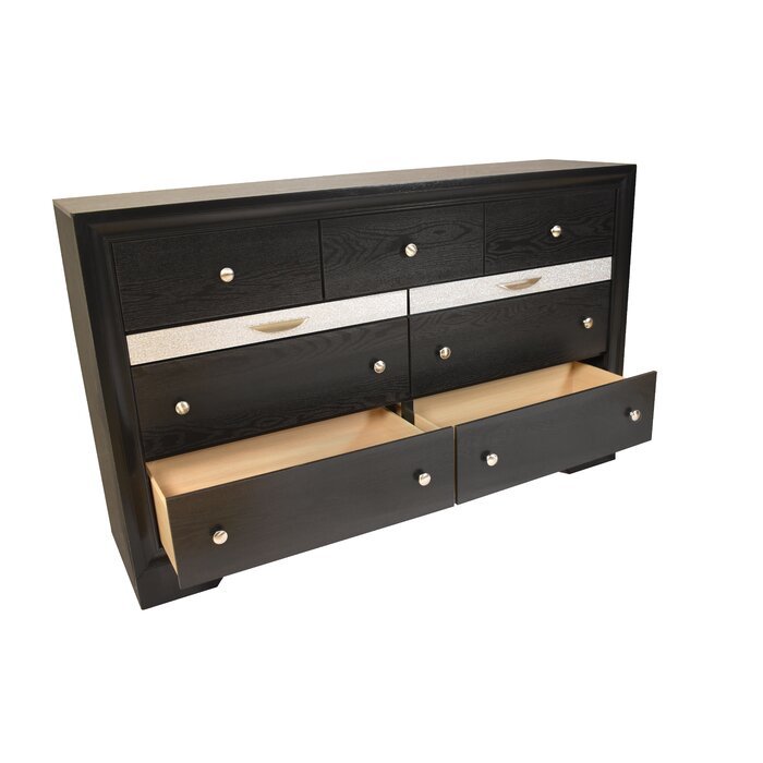 Matrix Traditional Style King 4 Pc Storage Bedroom Set Made With Wood In Black Box Spring Not Required King Black Wood 4 Piece Set Bedroom Bed Included,Dresser Included,Mirror Included,Nightstand Included Traditional Solid Wood Mdf Tufted Wood