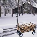 Folding Wagon Garden Shopping Beach Cart Red Red Metal