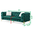 Moderno Tufted Sofa Finished In Velvet Fabric In Green Green Wood Primary Living Space Modern Solid Wood Mdf Wood