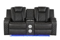 Benz Led & Power Recliner 2 Pc Made With Faux Leather In Gray Grey Faux Leather Metal Primary Living Space Medium Soft Cushion Back Contemporary,Modern Rolled Arms Solid Wood Mdf Faux Leather 5 Seat