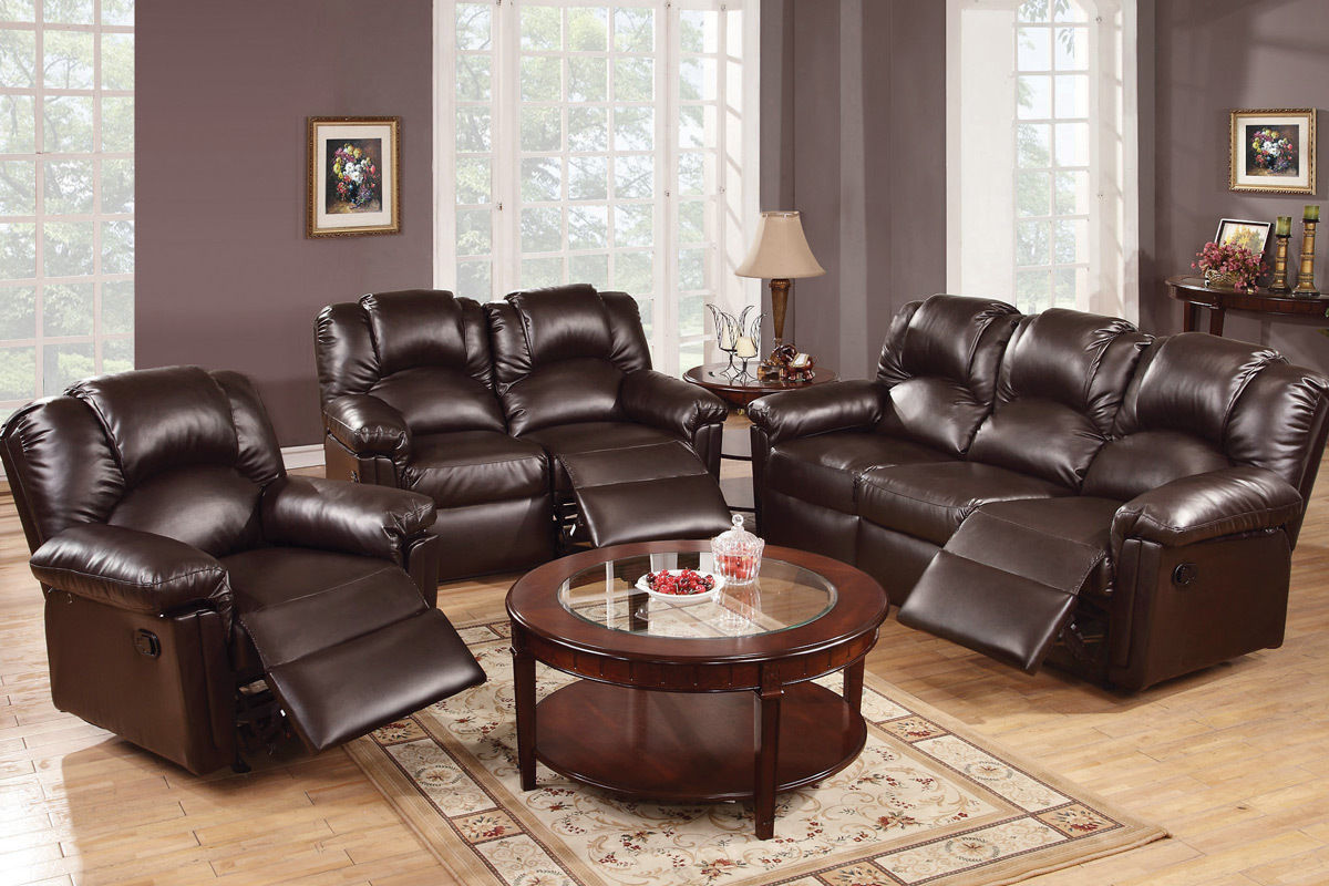 Motion Sofa 1Pc Couch Living Room Furniture Brown Bonded Leather Brown Faux Leather Metal Primary Living Space Cushion Back Contemporary Pillow Top Arms Bonded Leather
