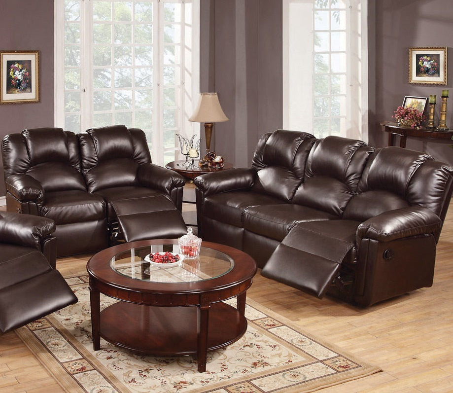 Motion Sofa 1Pc Couch Living Room Furniture Brown Bonded Leather Brown Faux Leather Metal Primary Living Space Cushion Back Contemporary Pillow Top Arms Bonded Leather