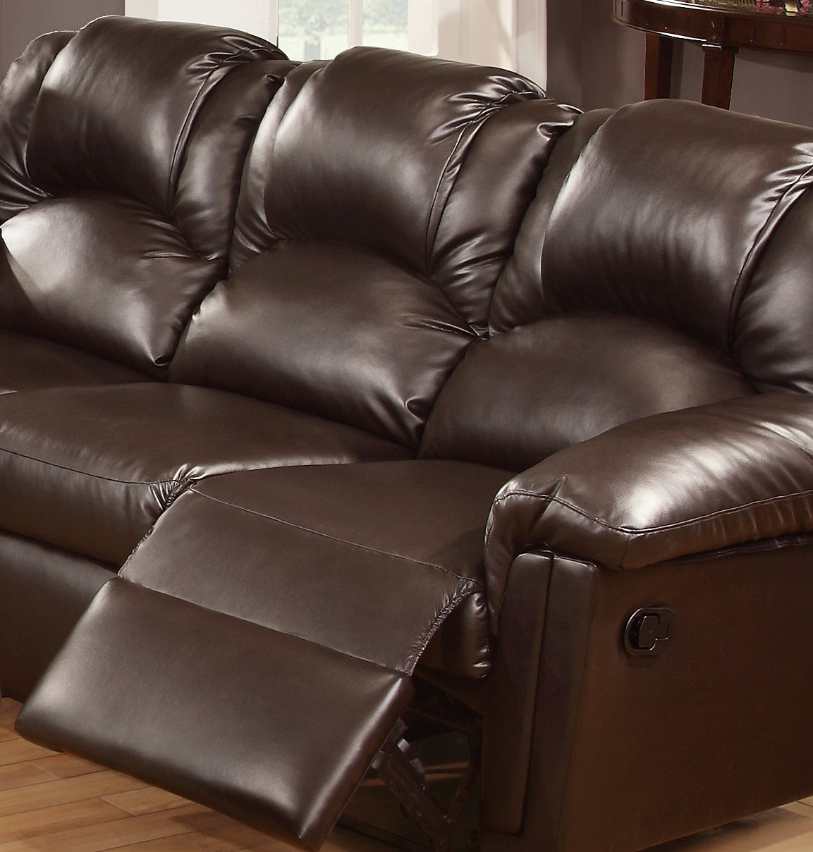 Motion Sofa 1Pc Couch Living Room Furniture Brown Bonded Leather Brown Faux Leather Metal Primary Living Space Cushion Back Contemporary Pillow Top Arms Bonded Leather