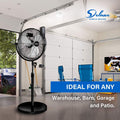 Simple Deluxe 20 Inch Pedestal Standing Fan, High Velocity, Heavy Duty Metal For Industrial, Commercial, Residential, Greenhouse Use, Black Black Metal