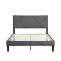 Full Size Upholstered Platform Bed Frame With Headboard, Strong Wood Slat Support, Mattress Foundation, No Box Spring Needed, Easy Assembly, Gray Gray Fabric