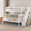 Twin Over Full Stairway Bunk Bed With Storage, White Twin White Pine