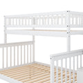Twin Over Full Stairway Bunk Bed With Storage, White Twin White Pine
