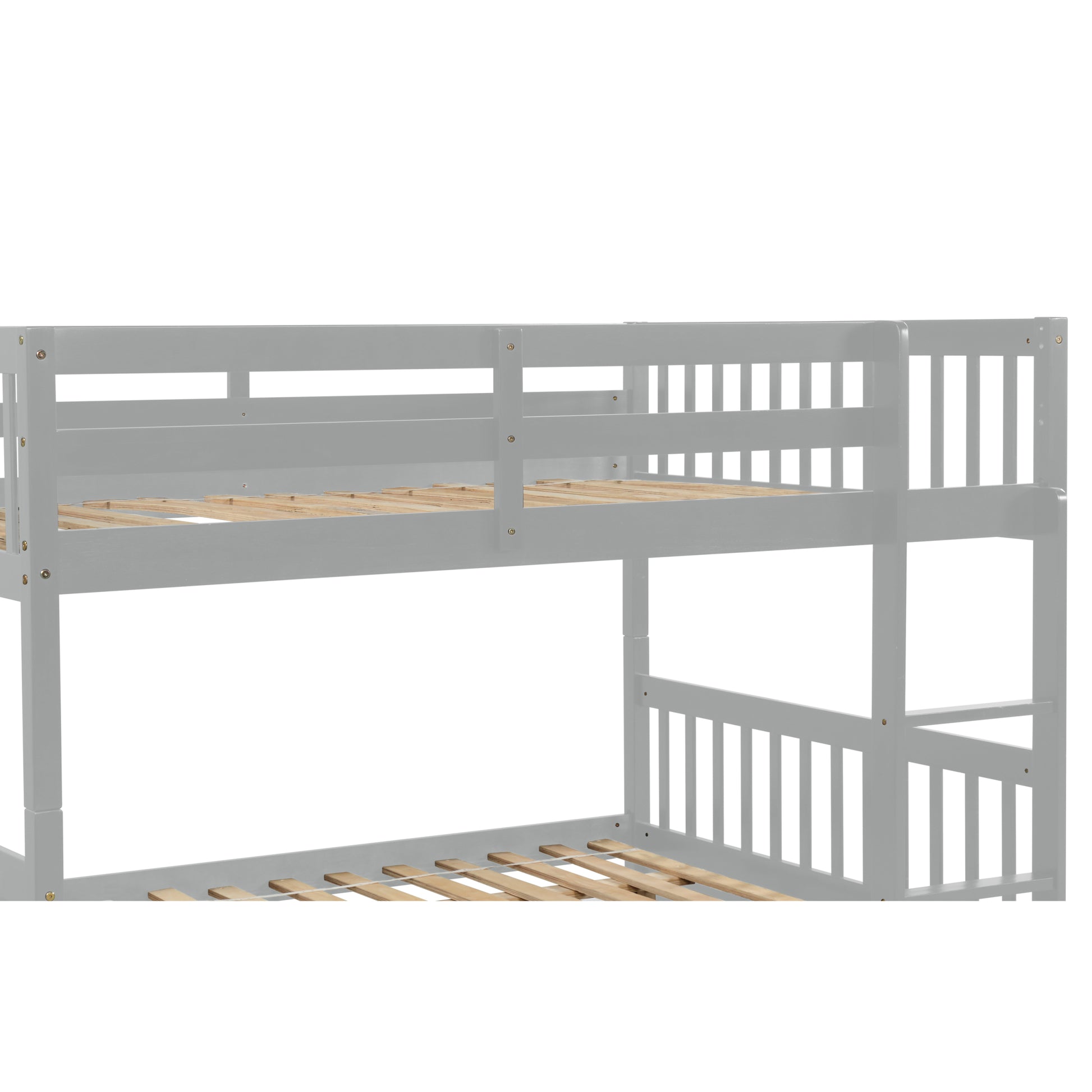 Full Over Full Bunk Bed With Trundle, Convertible To 2 Full Size Platform Bed, Full Size Bunk Bed With Ladder And Safety Rails For Kids, Teens, Adults,Grey Old Sku:W504S00003 Grey Pine