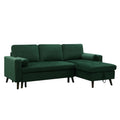 88 Inch Reversible Pull Out Sleeper Sectional Storage Sofa Bed,Corner Sofa Bed With Storage Chaise Left Right Handed Chaise Green Foam Velvet