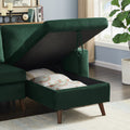 88 Inch Reversible Pull Out Sleeper Sectional Storage Sofa Bed,Corner Sofa Bed With Storage Chaise Left Right Handed Chaise Green Foam Velvet