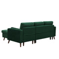 88 Inch Reversible Pull Out Sleeper Sectional Storage Sofa Bed,Corner Sofa Bed With Storage Chaise Left Right Handed Chaise Green Foam Velvet