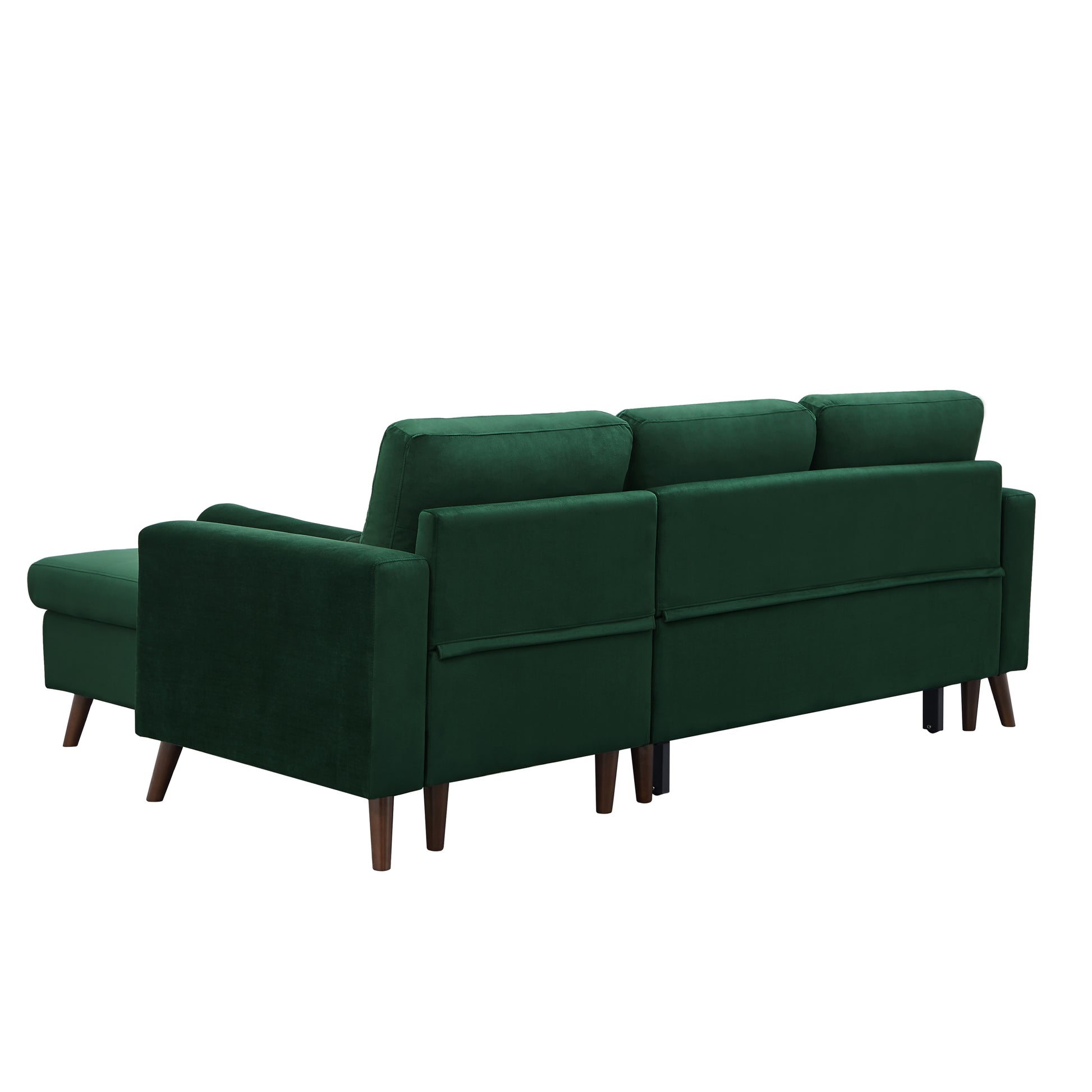 88 Inch Reversible Pull Out Sleeper Sectional Storage Sofa Bed,Corner Sofa Bed With Storage Chaise Left Right Handed Chaise Green Foam Velvet