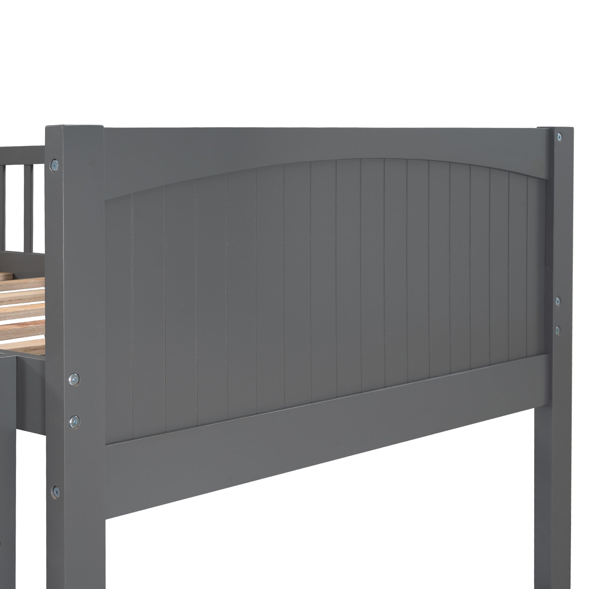 Twin Size Bunk Bed With A Loft Bed Attached, With Two Drawers,Gray Gray Pine