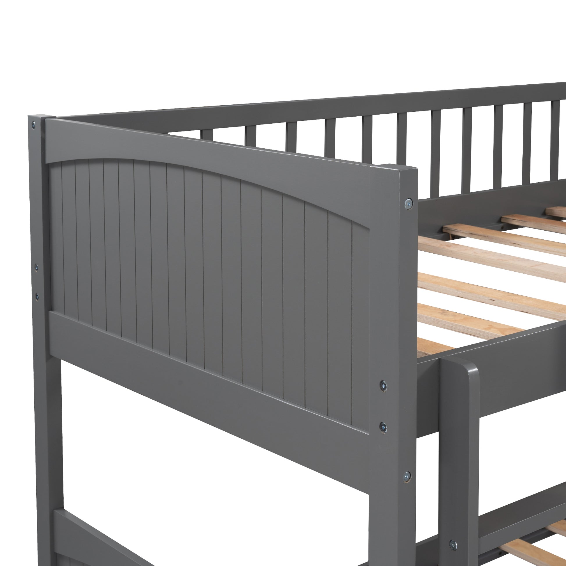 Twin Size Bunk Bed With A Loft Bed Attached, With Two Drawers,Gray Gray Pine