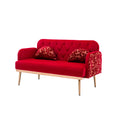 Coolmore Modern Velvet Loveseat Sofacomfy Upholstered 2 Seater Sofa With Gold Metal Legs, Small Loveseat Accent Couch For Living Bedroom Leisure Areas Red Velvet Red Foam Polyester 2 Seat