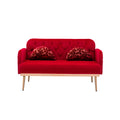 Coolmore Modern Velvet Loveseat Sofacomfy Upholstered 2 Seater Sofa With Gold Metal Legs, Small Loveseat Accent Couch For Living Bedroom Leisure Areas Red Velvet Red Foam Polyester 2 Seat