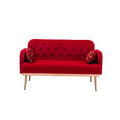 Coolmore Modern Velvet Loveseat Sofacomfy Upholstered 2 Seater Sofa With Gold Metal Legs, Small Loveseat Accent Couch For Living Bedroom Leisure Areas Red Velvet Red Foam Polyester 2 Seat