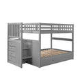 Full Over Full Bunk Bed With Twin Size Trundle, Gray Old Sku: Lt000026Aae Gray Solid Wood