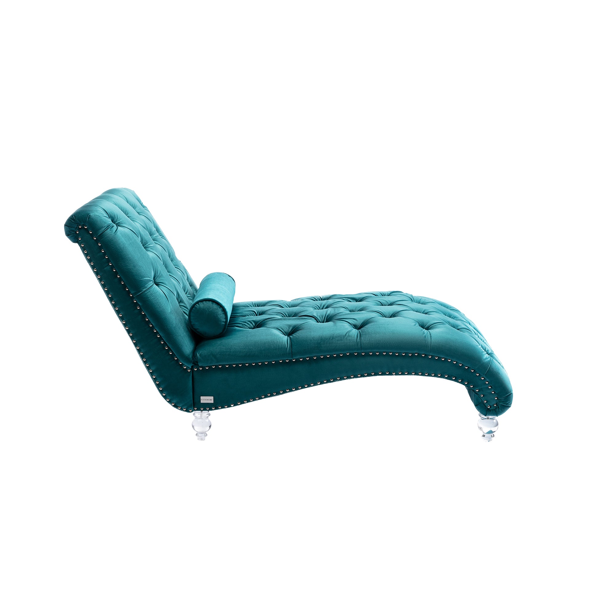 Coomoreleisure Concubine Sofa With Acrylic Feet Teal Velvet