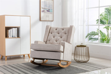 Coolmore Living Room Comfortable Rocking Chair Accent Chair Beige Polyester