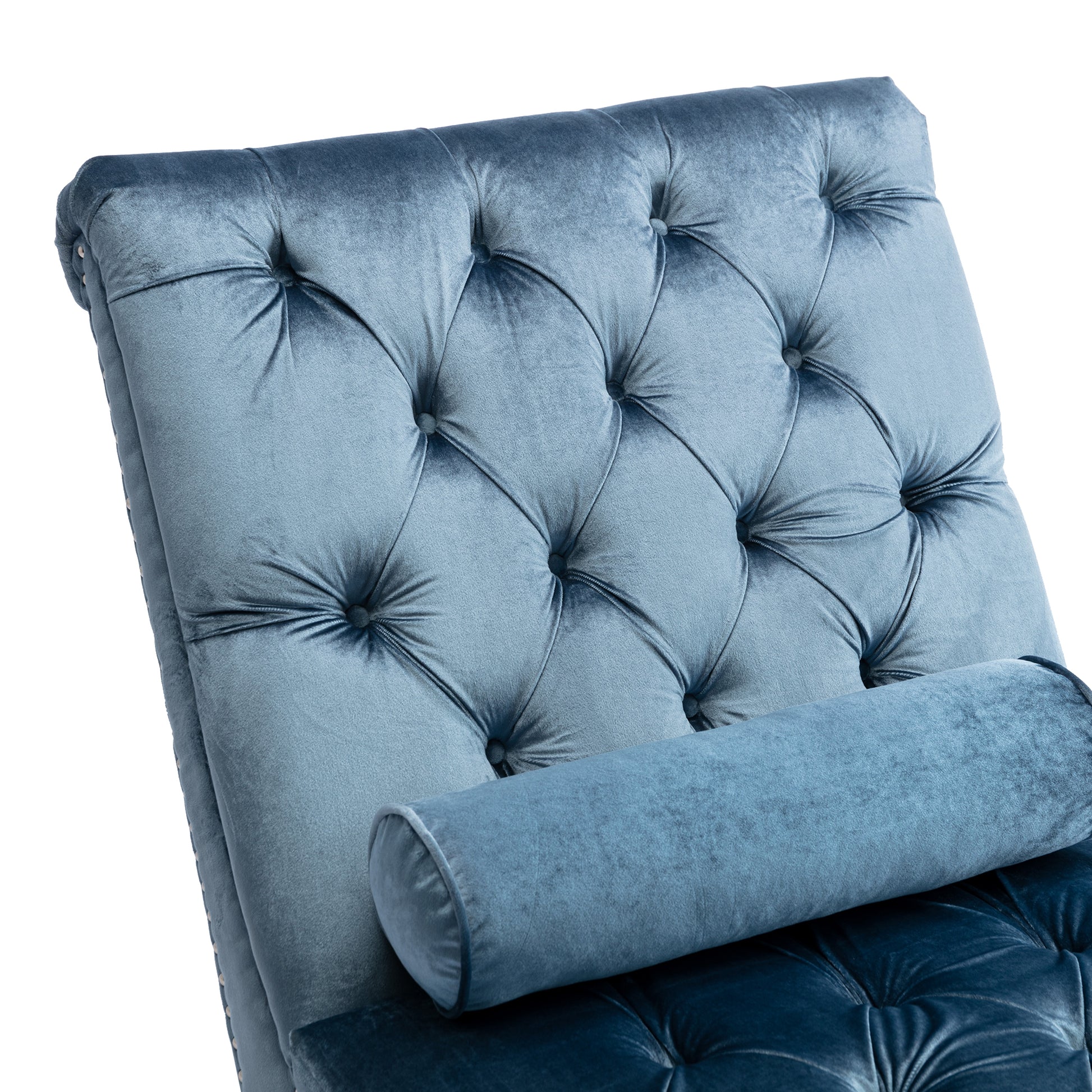 Coomoreleisure Concubine Sofa With Acrylic Feet Light Blue Velvet
