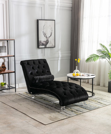 Coomoreleisure Concubine Sofa With Acrylic Feet Black Velvet