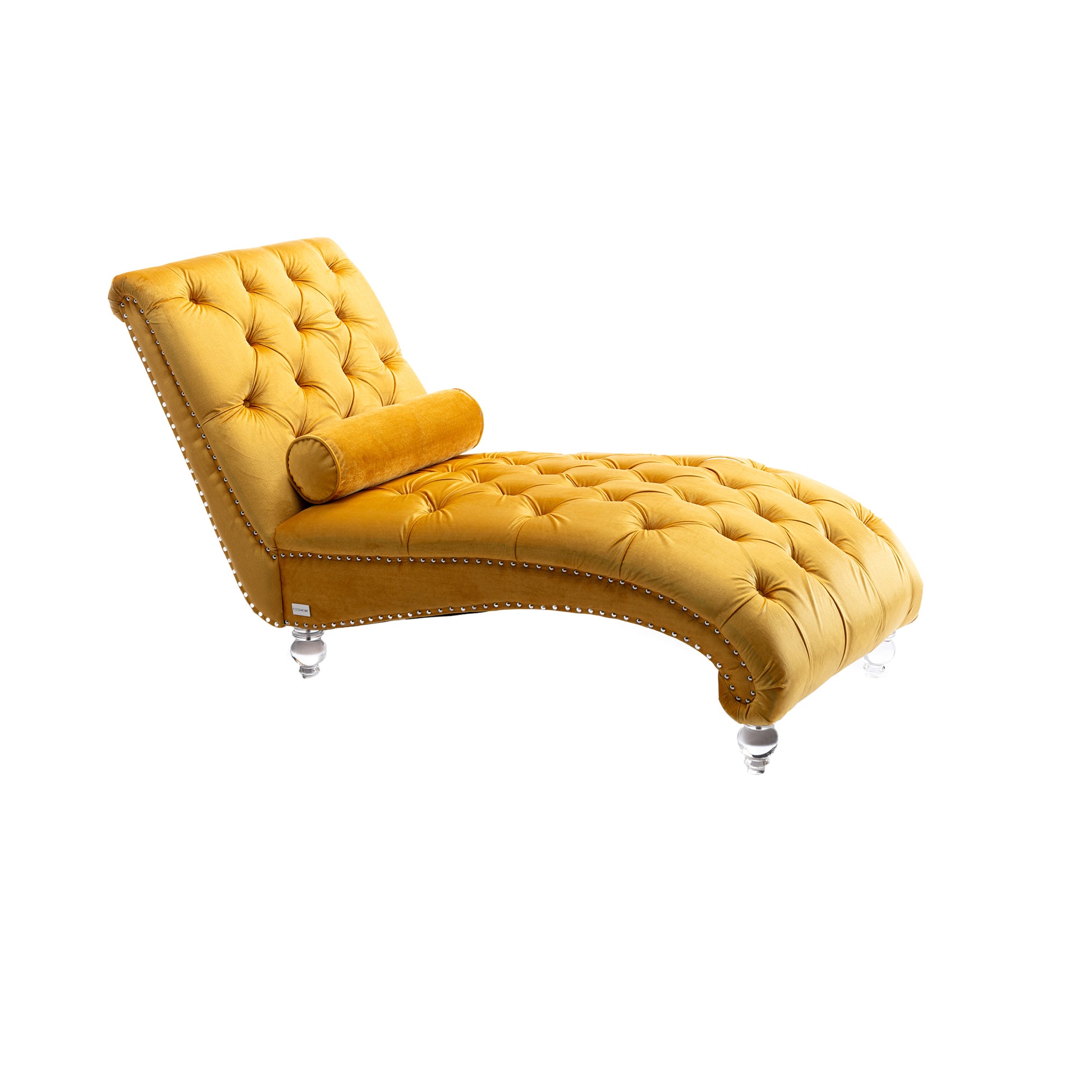 Coomoreleisure Concubine Sofa With Acrylic Feet Mustard Velvet