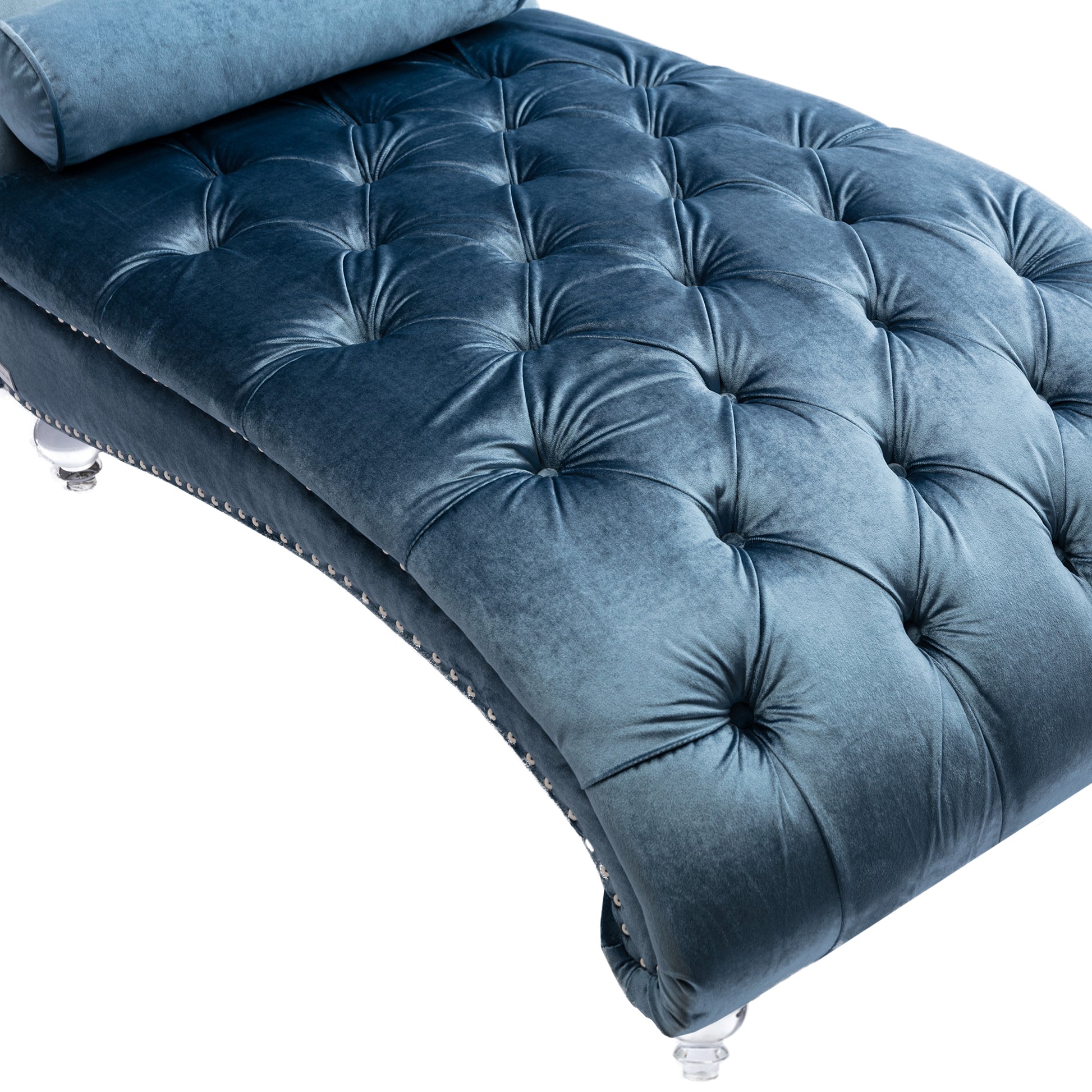 Coomoreleisure Concubine Sofa With Acrylic Feet Light Blue Velvet