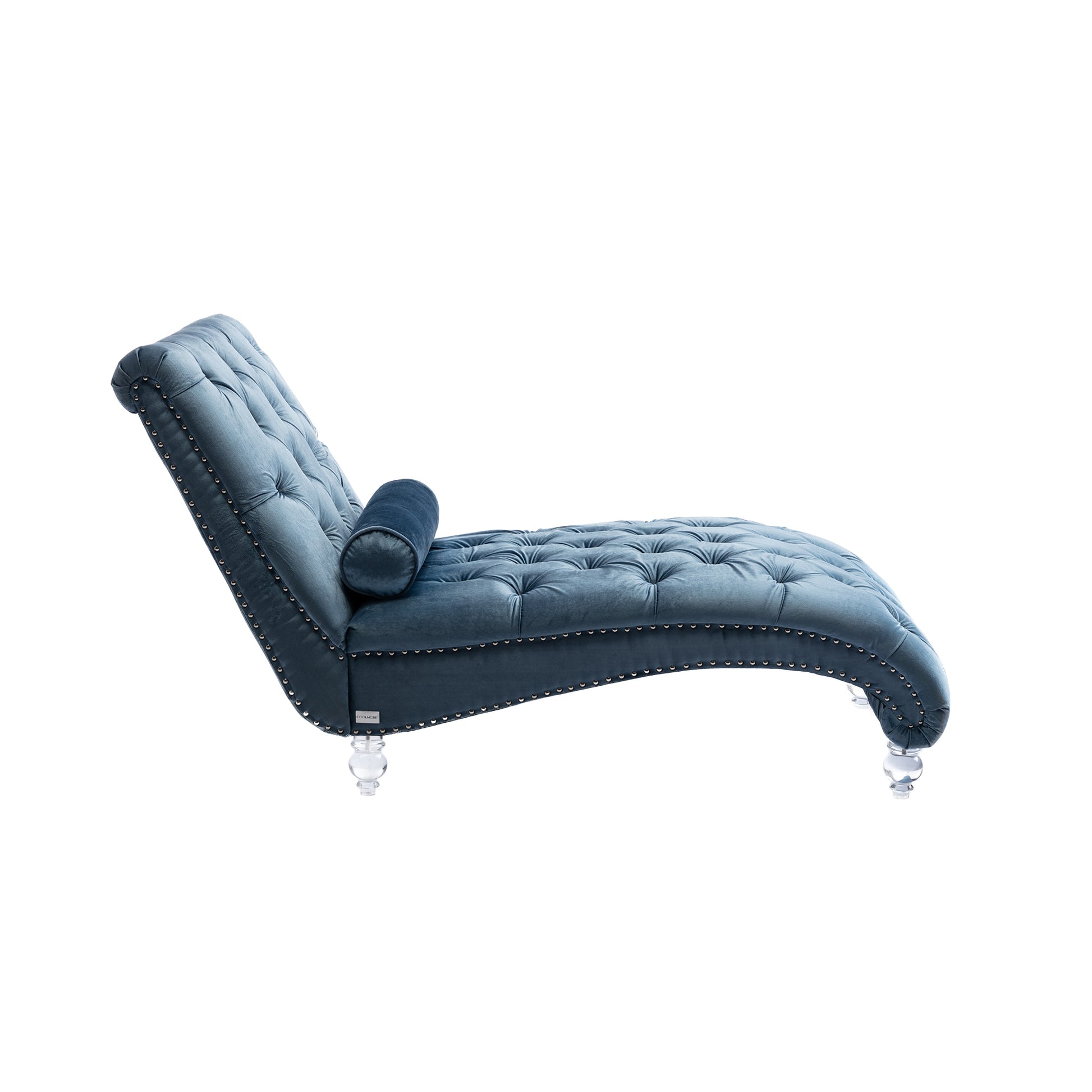 Coomoreleisure Concubine Sofa With Acrylic Feet Light Blue Velvet