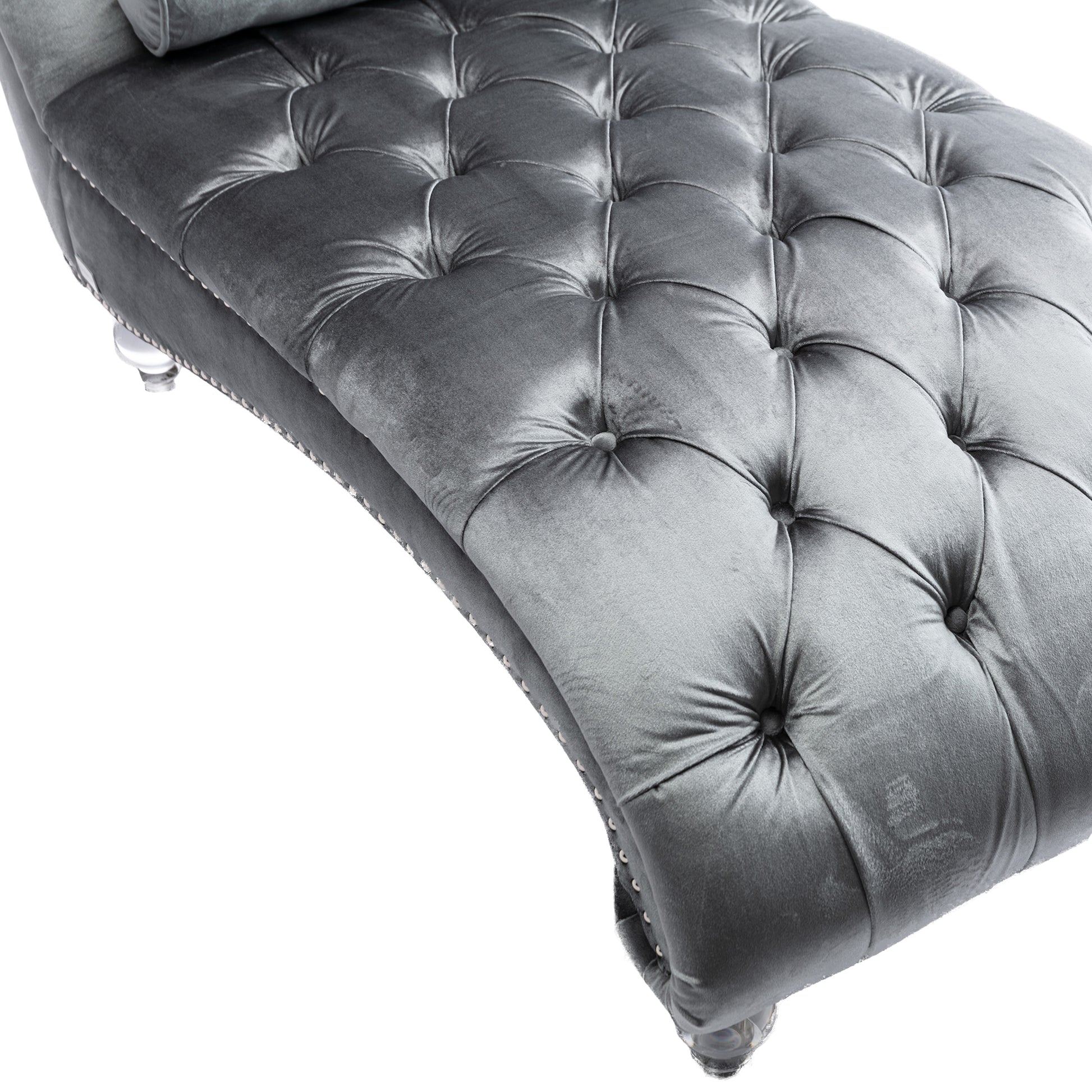 Coomoreleisure Concubine Sofa With Acrylic Feet Silver Velvet
