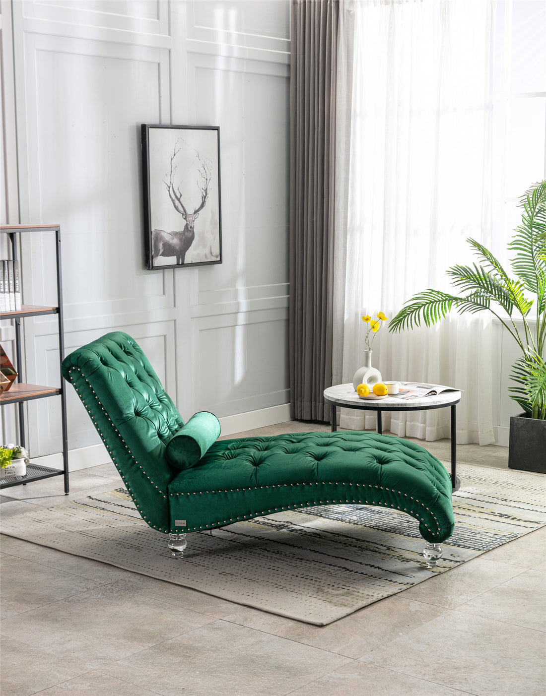 Coomoreleisure Concubine Sofa With Acrylic Feet Emerald Velvet