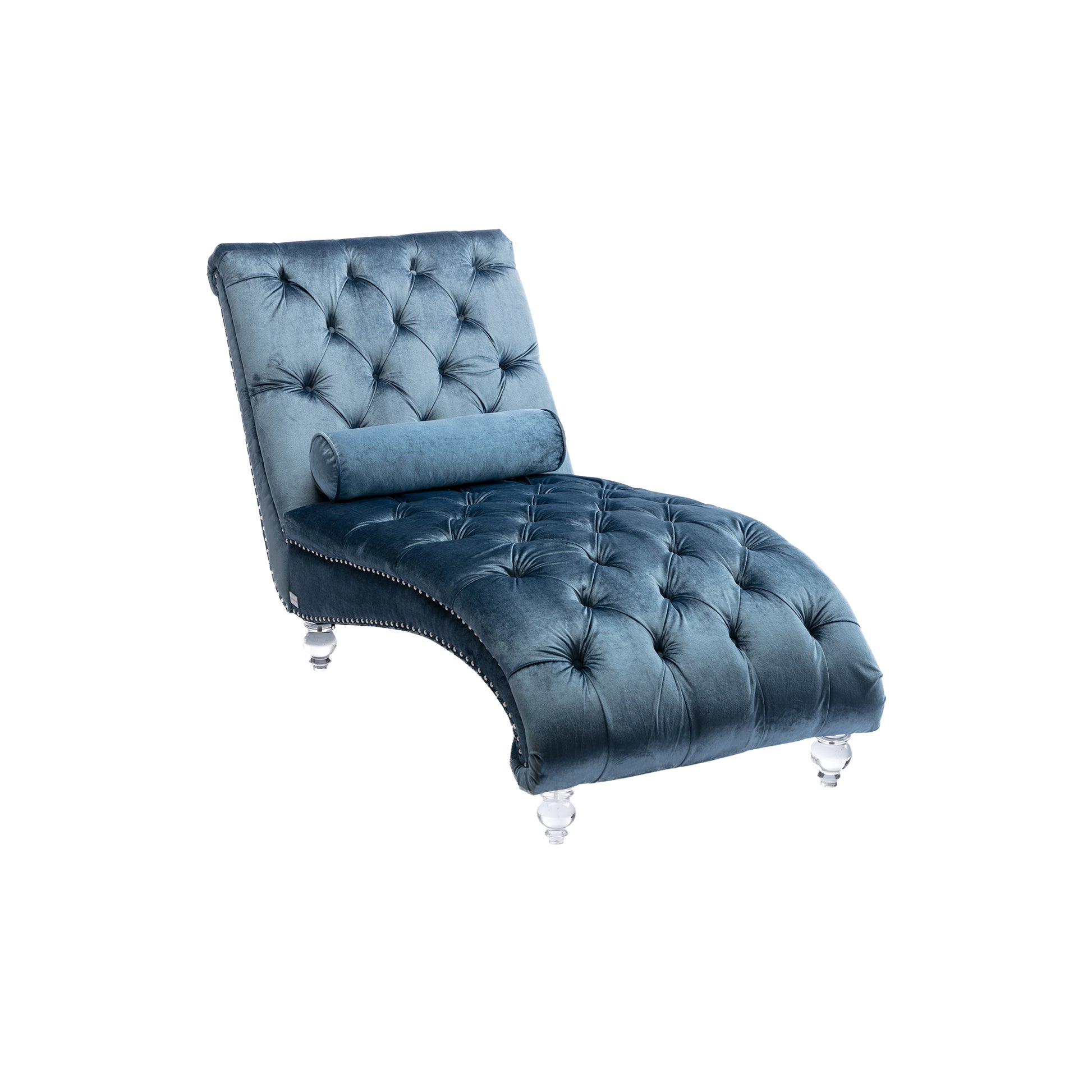 Coomoreleisure Concubine Sofa With Acrylic Feet Light Blue Velvet