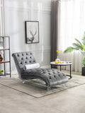 Coomoreleisure Concubine Sofa With Acrylic Feet Silver Velvet