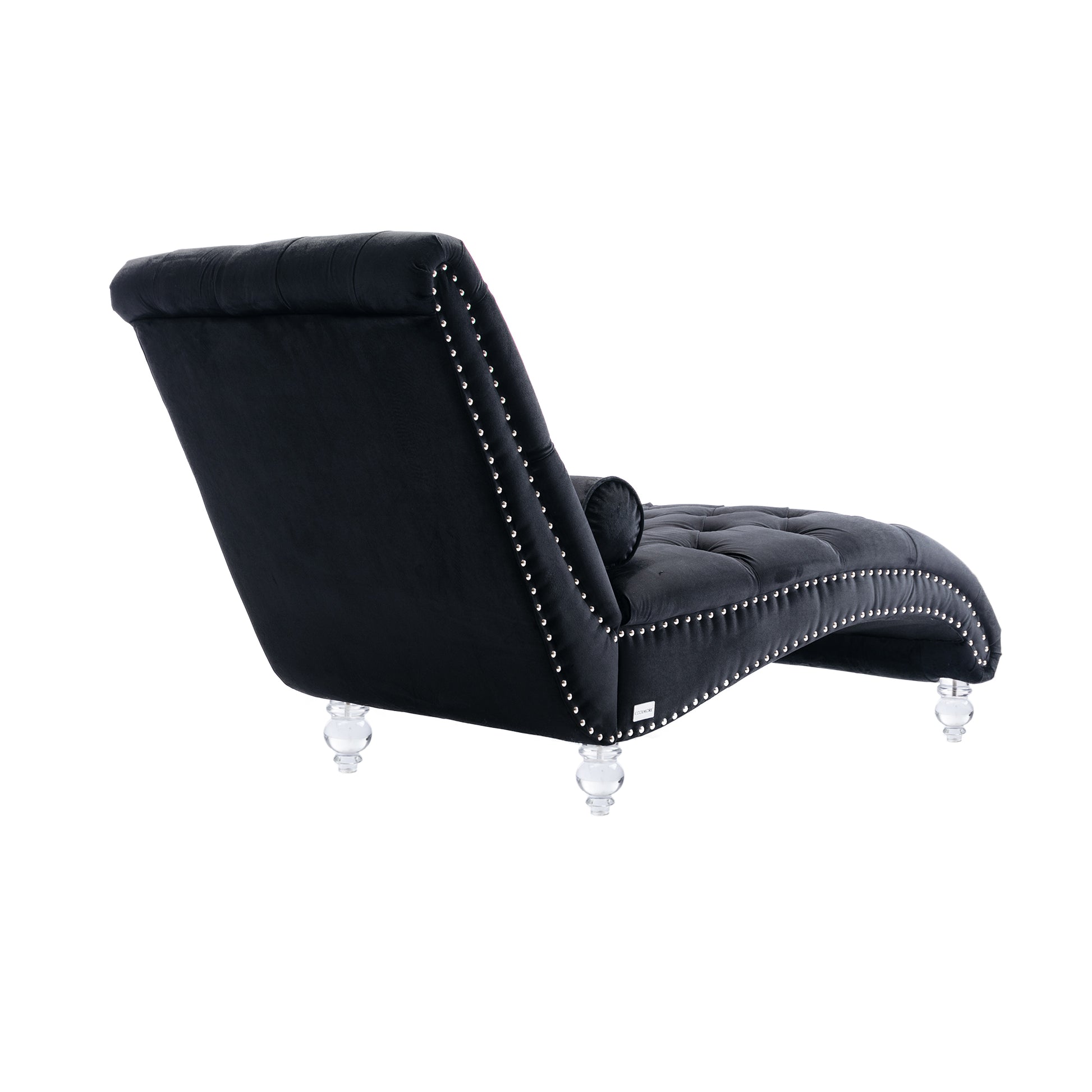 Coomoreleisure Concubine Sofa With Acrylic Feet Black Velvet