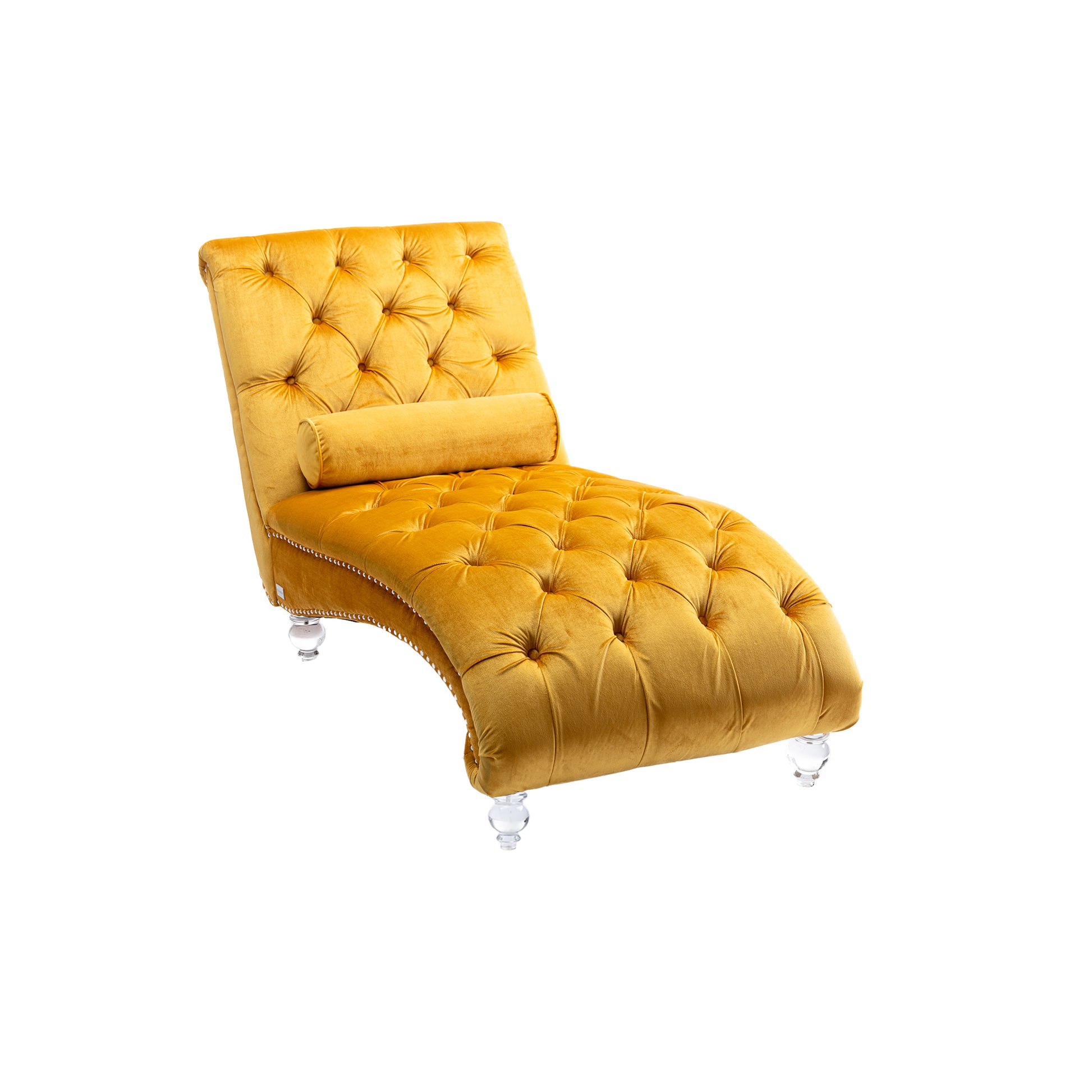 Coomoreleisure Concubine Sofa With Acrylic Feet Mustard Velvet