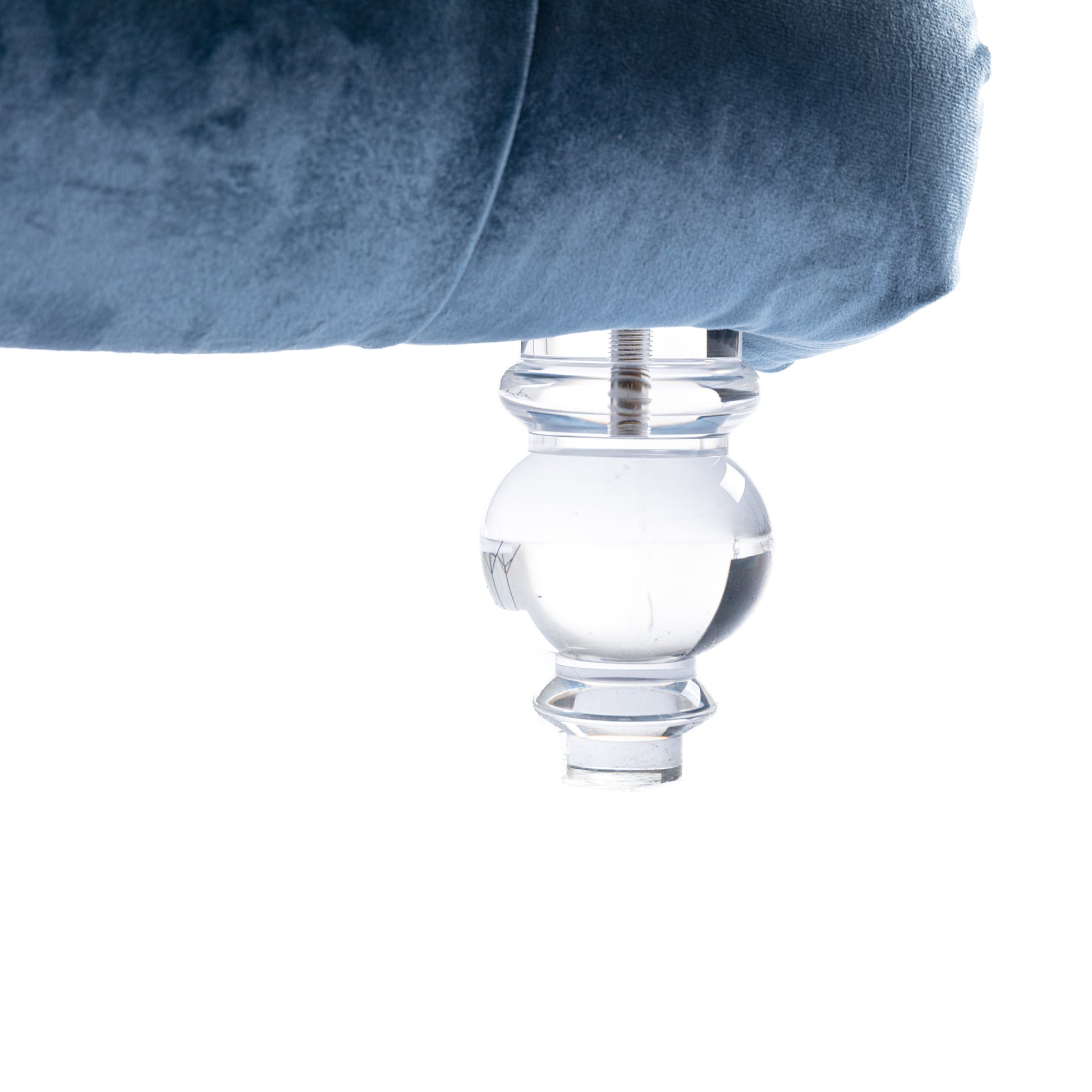 Coomoreleisure Concubine Sofa With Acrylic Feet Light Blue Velvet