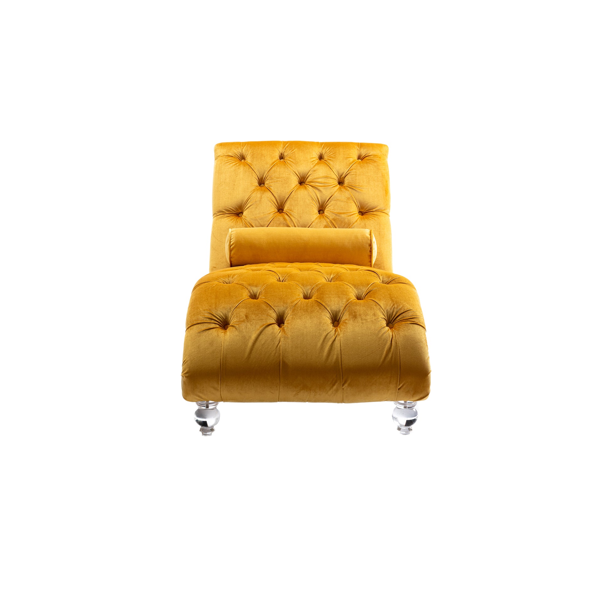 Coomoreleisure Concubine Sofa With Acrylic Feet Mustard Velvet